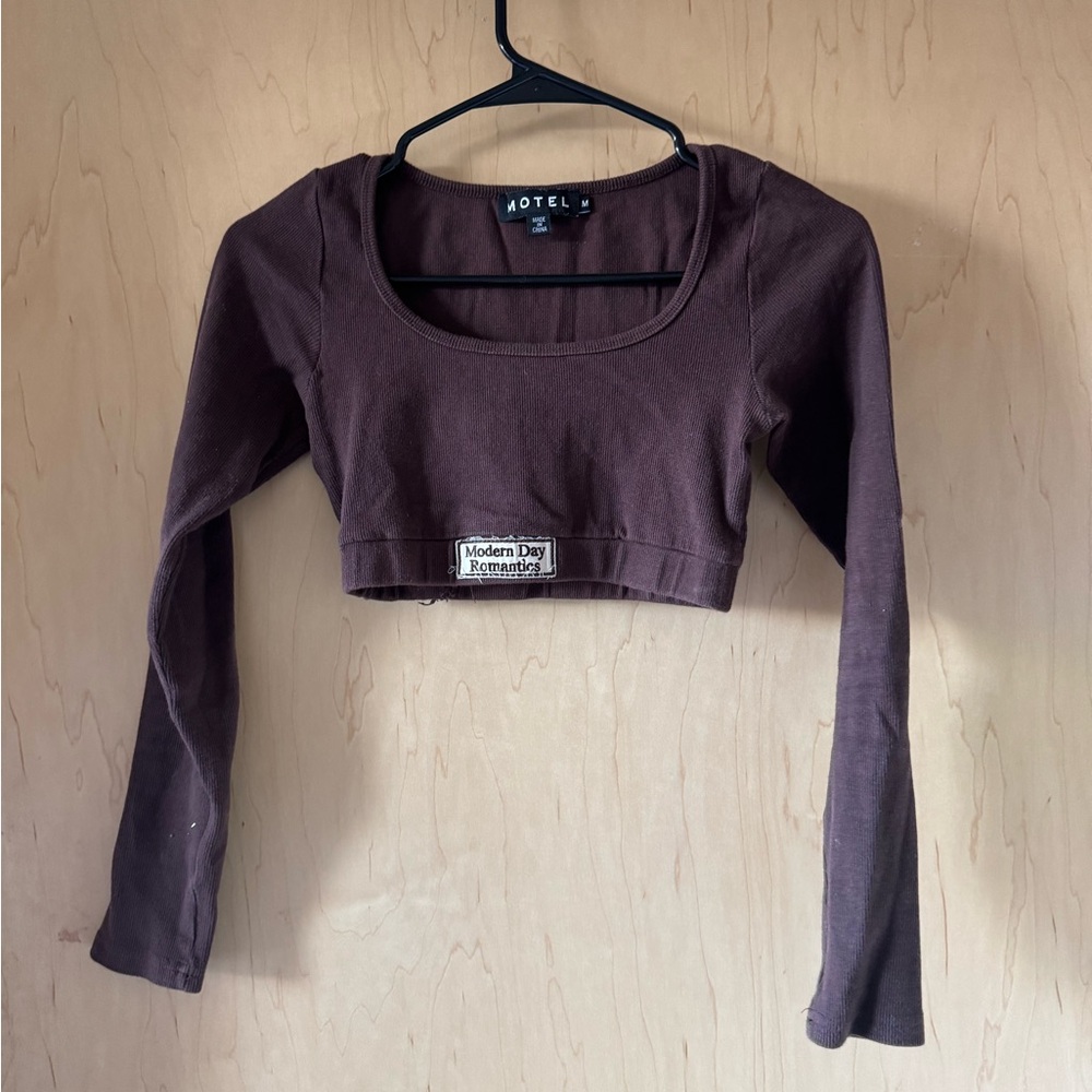 Motel Rocks Chocolate Long Sleeve Crop Top
